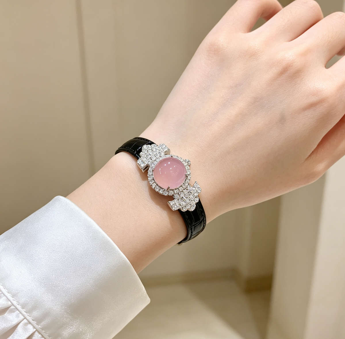 High Ice Pink Chalcedony Watch