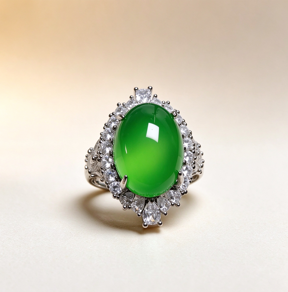 Large Oval Cabochon Chalcedony Ring