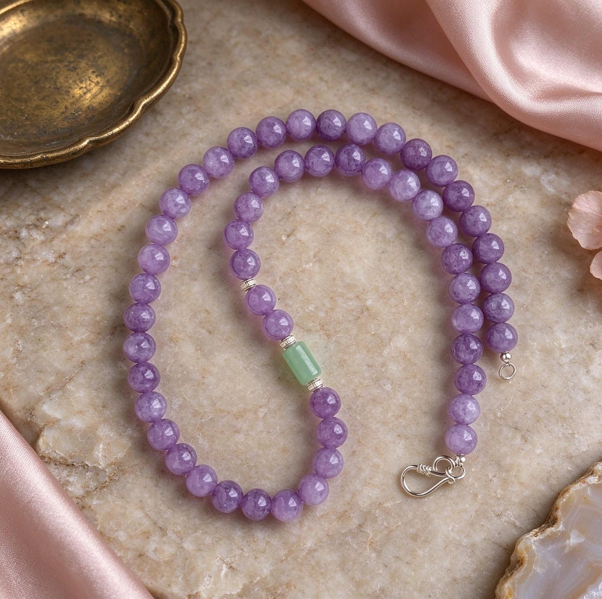 Fuzisu Violet Purple Chalcedony Beaded Necklace